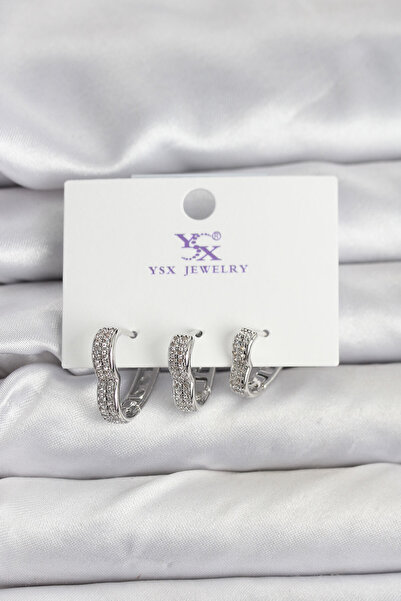 OGHAMAY Silver Color Brass Zircon Stone Heart Women's Earrings