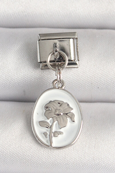 OGHAMAY 316L Steel Silver Color Flower Embroidered White Portrait Model Nomin...
