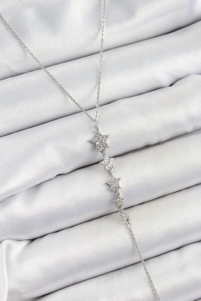 OGHAMAY Brass Zircon Stone Row Star Figure Y Model Silver Color Women's Necklace