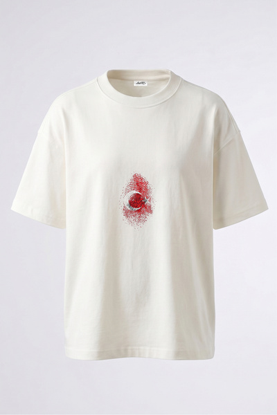 Anetos Tricou oversize alb din bumbac, cu imprimeu pe spate, cu design Turk B...