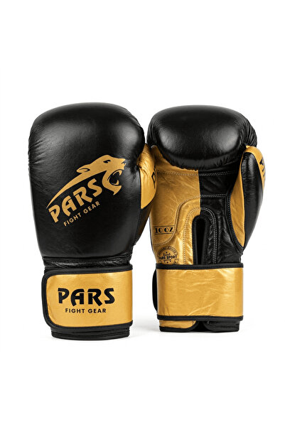 Pars Piton Hakiki Deri Boks & Kick Boks Eldiveni Siyah-Gold