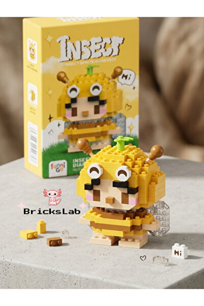 Bricks Mikro Blok Arı Figürü Mini Yapım Seti Koleksiyonluk Masa Dekoru 6+