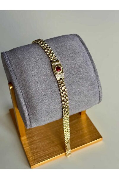 CM Jewelry BORDO TAŞLI VİNTAGE CM MARKA ÖZEL SERİ KADIN GOLD BİLEKLİK