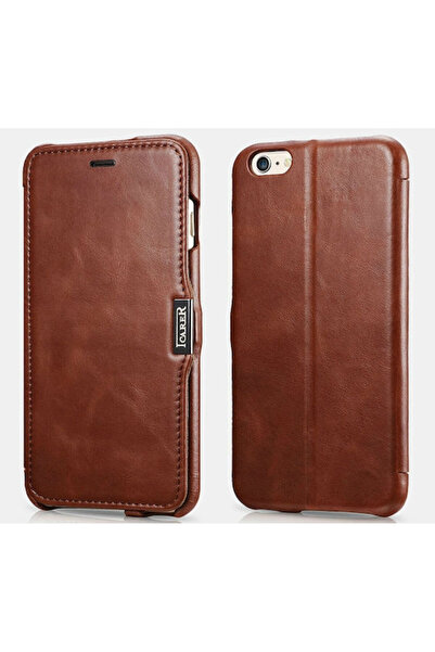 ICARER Βίντατζ Δερμάτινη Θήκη Βιβλίου Καφέ (για iPhone 6/6s Plus) Κωδικός: RI...