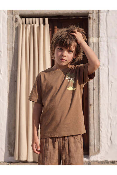 LC Waikiki Esvab • Modern & Distinctive Zero Roba Collar Printed Boys' T-Shirt