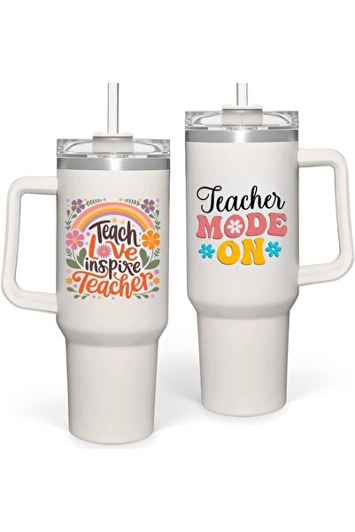 Generic Insulated Stainless Steel Cup with Handle and Lid, 40 oz, Teacher Gro...