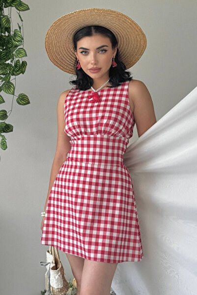 Clothes Fast Rochie mini cu guler pătrat pentru femei, cu detalii tip eșarfă,...