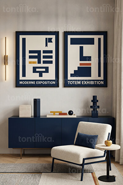 Tontilika Σετ ζωγραφικής με γεωμετρική αφαίρεση σχεδίων, 2 τεμάχια με ξύλινο ...