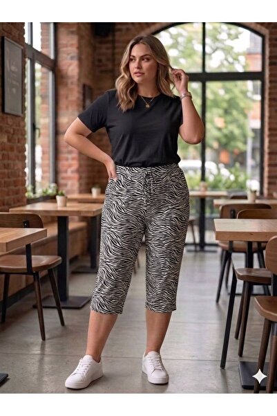 SELEN-ELA Plus Size Lycra Combed Cotton Capri Pants