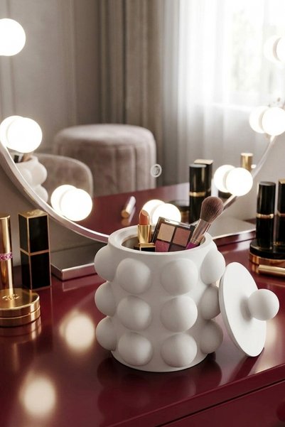 SOUL AND HEAT Decorative Big Bubble Storage Box with Lid, Multi-Purpose Storage Box, Candy Container, Candle Holder with Lid, Makeup Organizer, Home Gift, Prayer Bead Holder