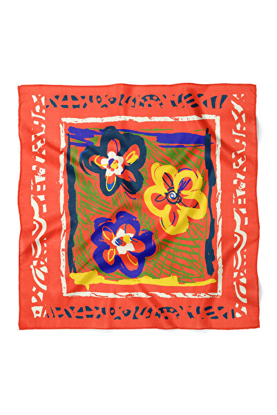 nehir eşarp Eșarfă Bandană cu model de flori și dungi etnice 70x70 cm