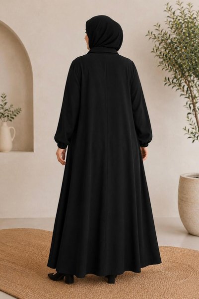MODAASİ Medina Silk Ferace Large Size Stand Collar Hijab Ferace