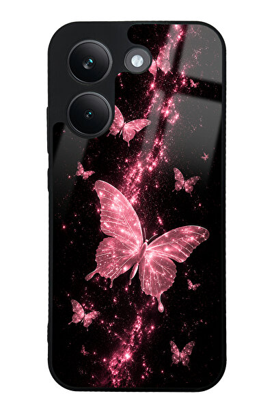 Spoyi Xiaomi Poco X8 Pro Pink Galaxy Butterfly Tasarımlı Glossy Telefon Kılıfı