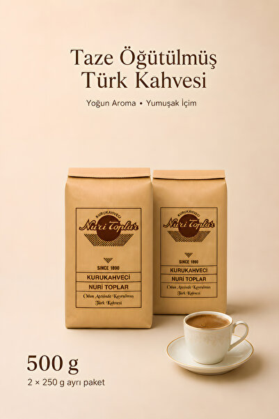 Nuri Toplar Türk Kahvesi 500 g 2x250 g Ayrı Paket - Odun Ateşinde Kavrulmuş, ...