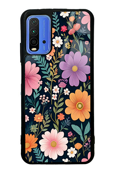 Spoyi Xiaomi Redmi 9T Çiçekler Tasarımlı Glossy Telefon Kılıfı