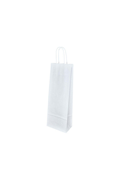 Papette Set 200 bucăți Pungi hârtie Kraft Alb, mânere hârtie rasucită, 14 x 3...