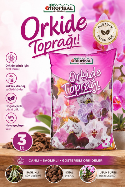 TROPİKAL Esg Plus Orkide Toprağı 3 Lt – Yüksek Drenajlı, Hava Geçiren Özel Ka...