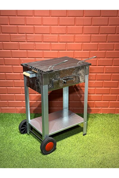 doğu 50X35 TEKERLEKLİ ÇEKMECELİ KÖMÜRLÜ KROM MANGAL
