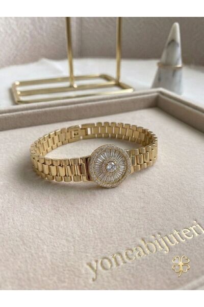YONCA CM JEWELRY Kadın Bileklik CM Özel Seri Kuyumcu Model 14K Altın Kaplama Premium Bileklik
