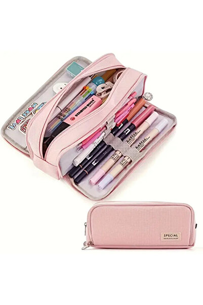 iyzi Angoo 3-Compartment Large Capacity Pen Holder Pink