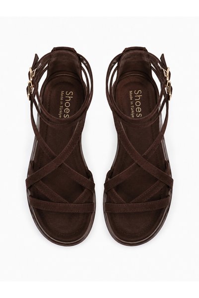 Noliva Brown Gladiator Sandals with Double Buckle – Comfortable and Stylish Summer Women's Shoes