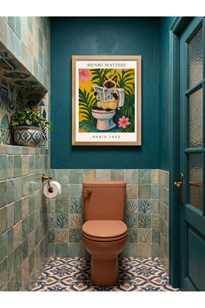 Creatick Design Banyo Tuvalet Duvar Tablosu Duvar Dekoru Doğal Ham Ahşap Çerç...