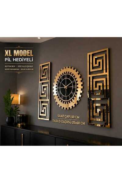EYKA STORE XL Avangart Dekoratif Duvar Saati Gold Pleksi Aynalı Modern Duvar ...