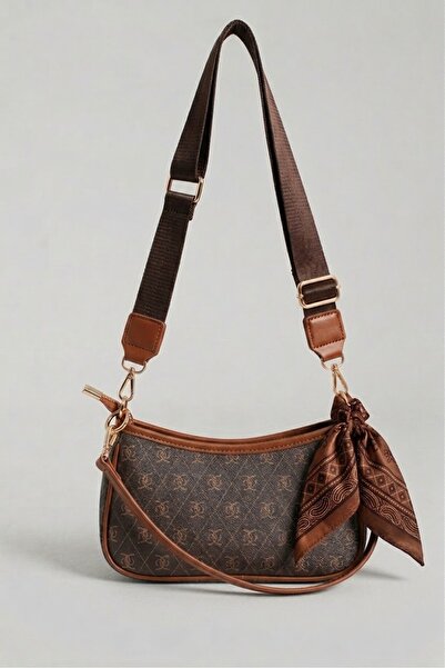 vagues Women's Hand and Shoulder Bag with Scarf Detail