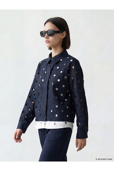 LC Waikiki Nevavm Women's Shirt with Polka Dot Hole Detail
