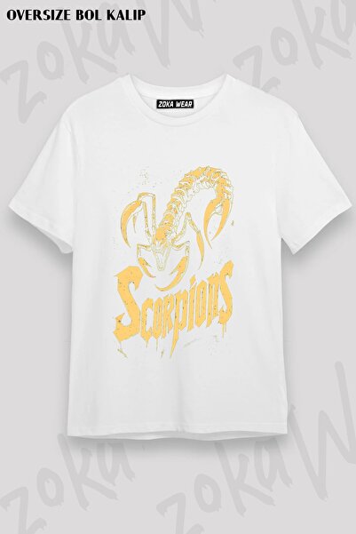 ZOKAWEAR تي شيرت مطبوع بطبعة Scorpions v10 للجنسين
