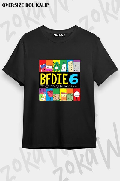 ZOKAWEAR تي شيرت مطبوع بتصميم BFDI v5 فضفاض للجنسين