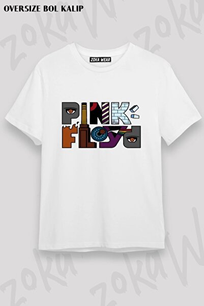 ZOKAWEAR تي شيرت مطبوع من نوع Pink Floyd v15 بمقاس فضفاض للجنسين
