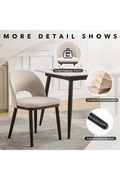 Garvee Modern Dining Chairs Upholstered in Linen – High Hollow Back, Deep Sea...