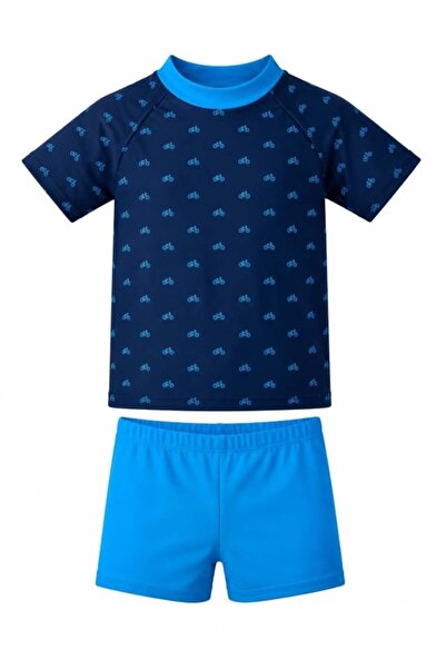 Starinci Mayo Boy's Cycling Patterned Swimsuit Set Black Blue