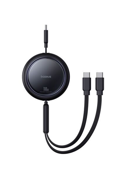Baseus Cablu retractabil Bright Mirror USB-C la 2x USB-C 100W 1m Negru