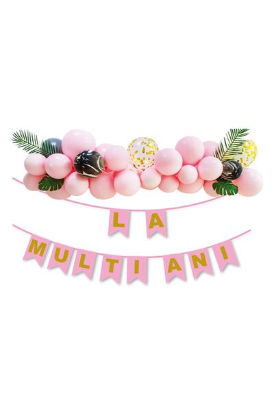 MP Mirific Party Set de 35 de decorațiuni, tematică aniversară, roz, 1,5 m
