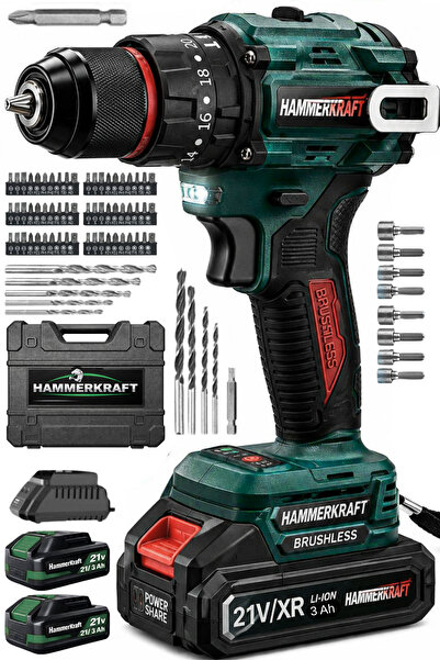 HAMMERKRAFT ÜST TEKNOLOJİ GELİŞTİRLMİŞ ÇİFT VİTES KÖMÜRSÜZ MOTOR DARBELİ 84PA...