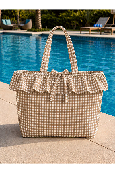 Belomia Home Collection Pötikare Desen Astarlı Plaj Çantası 35x50 cm | Pera