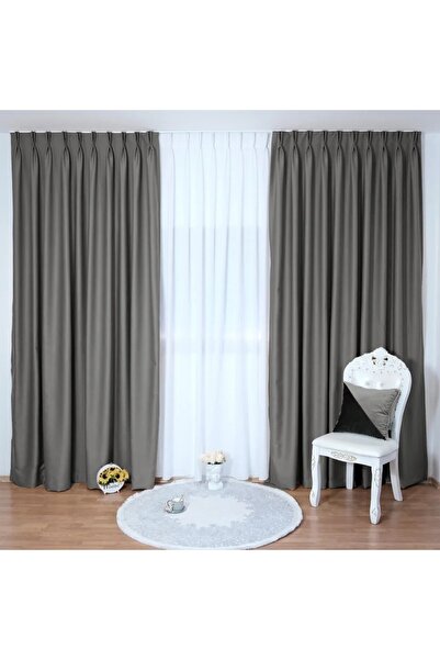 ArasyaHome Draperie Ibiza cu textura groasa 90% Blackout Gri