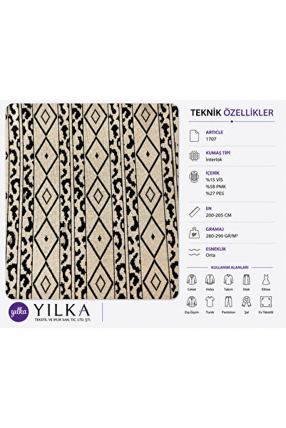 YILKA Etnik Desenli Interlok Kumaş Leopar ve Baklava Motifli Sweatshirt Hırka...