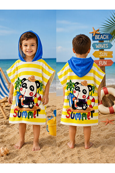 Bulut Anne ve Çocuk Children's Beach Towel Poncho Standard Size Hooded 95% Co...