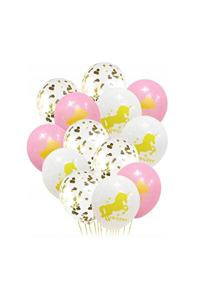 MP Mirific Party Set 13 baloane din latex cu imprimeu unicorn, roz și alb