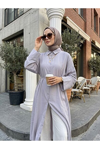 Naknaku Front Nevrür Detail Long Tunic-Grey