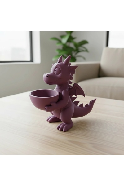 OEM Figurină Decorativă Dragon cu Mini Bol pentru Obiecte Mici - Purple red c...