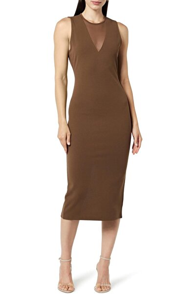 The Drop Rochie midi de damă Joce din plasă cu decolteu în V