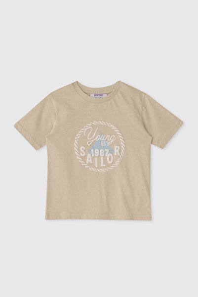 Panço Baby Boy Beige T-Shirt with Print Detail