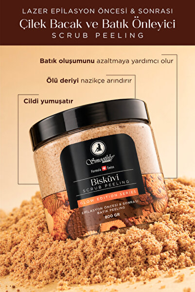 Smoothly Epilasyon, Ağda Sonrası Batık Peeling 1kg Set Bisküvi Peeling+mango Şeftali Peeling+tüy Geciktirici