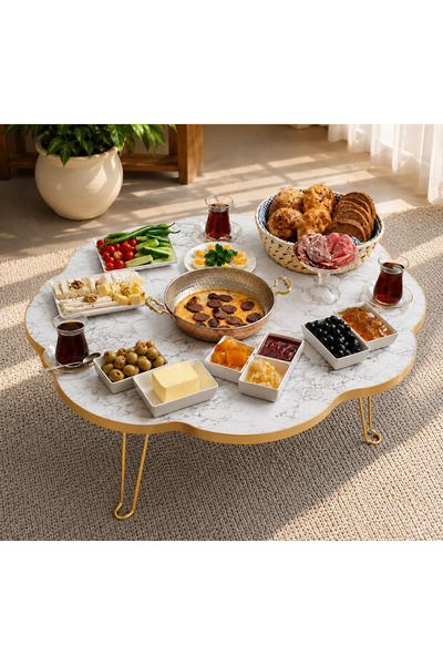 VALU HOME 90 Cm Papatya Yer Sofrası Katlanabilir Hamur Açma ve Kahvaltı Masas...