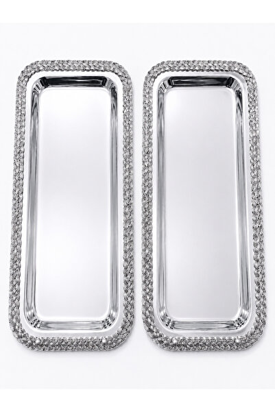 Simply Now Premium Wicker Weave Series Set of 2 Baton Presentation Tray Promi...