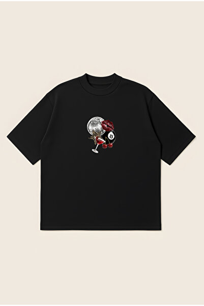 Moon Dancer Cherry Disco Oversize Boxy Cut Unisex 100% Cotton Printed Tshirt ...